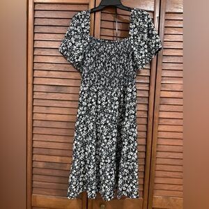 Floral Black and White Women's Dress